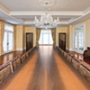 Bg oak Dining table and chairs with Dolmen cabinets