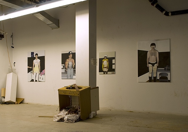 Paintings used as a set for "Someone Who'll Watch Over Me" by Frank McGuinness at the New Haven Theater Company. May 13-23. Photo by Zachary Keeting