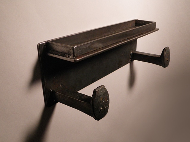 Double Railroad Spike Hooks With Shelf