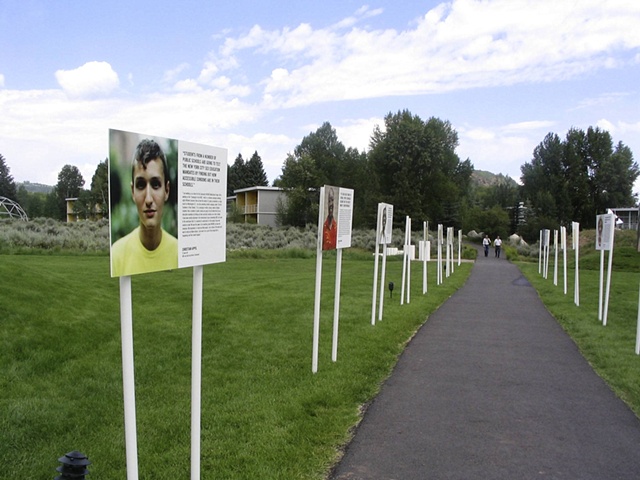 Global Voices Exhibit outdoor installation at the Aspen Institute