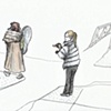 Cold Chicagoans at Crosswalk