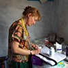 Missionary nurse making notes
