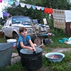 Helping with the laundry