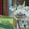 Cherry Blossoms in Jar on Green