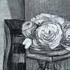 White Flowers in Jar on Checkered Table