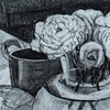 White Roses in Round Vase
