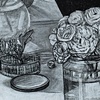 White Roses on Corner of Table 