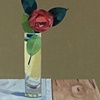 Camellia in Tall Glass Vase