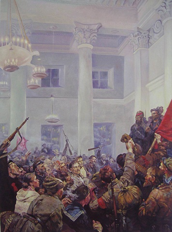 Yevgeniy Fiks: Leniniana no. 5, after V.A.  Serov, �Lenin provozglashaet Sovetskuyu Vlast��