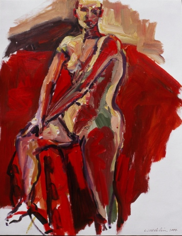 Standing Nude on Red