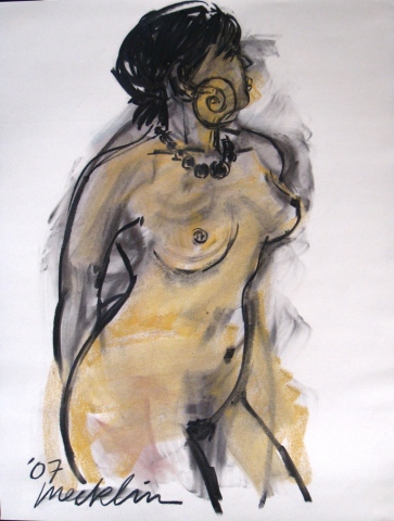 Ochre Nude with Spiral Earring