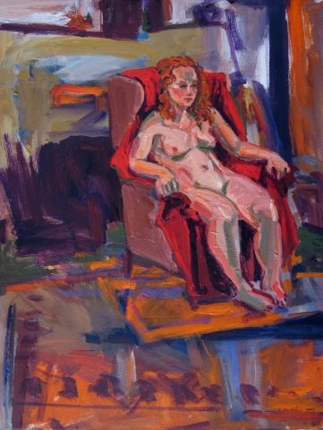 Red Haired Girl on Red