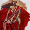 Standing Nude on Red