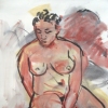 Seated Nude on Sepia Drape
