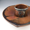Triange Plate with Tea Bowl for Chip and Dip