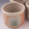 Tea Bowls, wood fired with Oribe windows