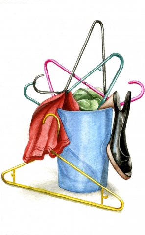 Closet organization editorial spot illustration