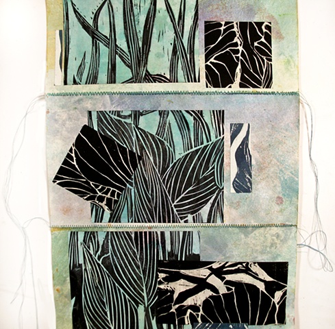 book art, woodcuts, sewn paper