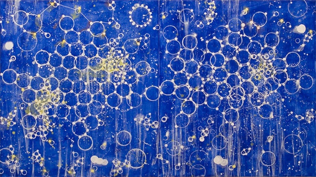 Joan Moment, "Mapping The Stars II", 2008, acrylic on canvas, 36"x64"