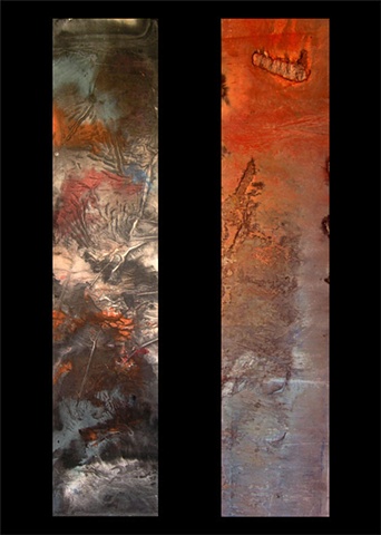 Ren Ming, works on silk scroll