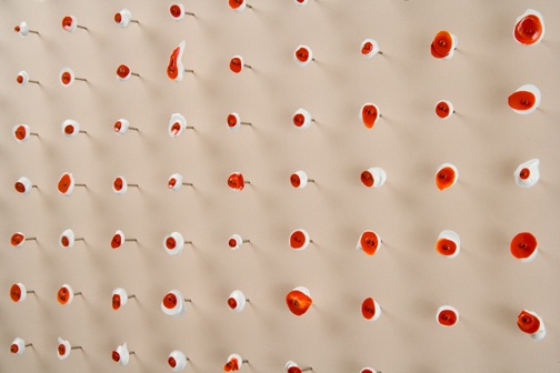 Debra Greene, "13x13 Elementals:Orange" (detail)