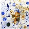Joan Moment, "Blue Constellation Series XX ", 2004, acrylic on handmade paper, 26"x38"