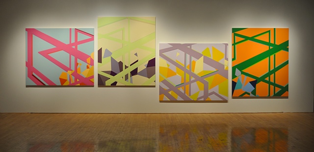 Installation Photograph, Left to Right...

'Luxury Watches at Cheap $185: (Blue Horizon)'

'Re: Re: yo bud (Sunglow)'

'horjas: Top Pictures This Weak (Half Light)'

'Re: Online Drug Best Percocent!! (Havanna Sunrise)'