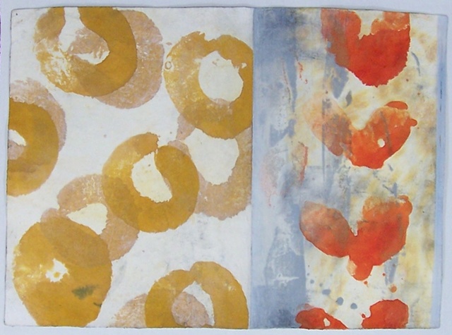Modern primitive mixed media painting on paper handmade in India.