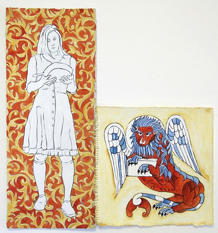 Girl with Skillet and St. Jerome's Lion