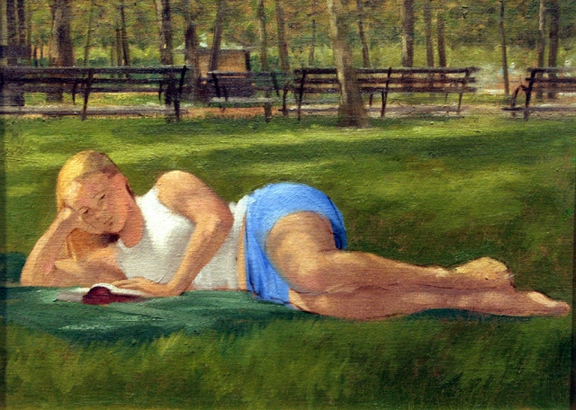 Crystal reading in a park