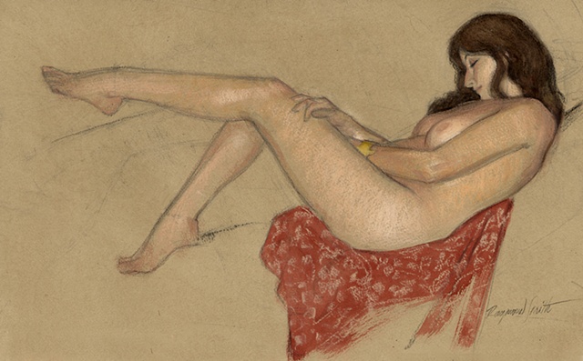 Audrey reclining with sarong