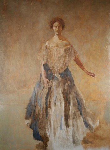Replica of "The Blue Dress" by Thomas Wilmer Dewing