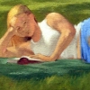 Crystal reading in a park