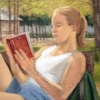 Crystal reading on a bench