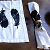 Black Feather Cotton Napkins