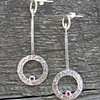 Drop Hoop Earrings with Gemstones
