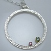 Hammered Circle Pendant (tourmaline and topaz)