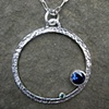 Hammered Circle Pendant (sapphire and tourmaline)