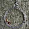 Hammered Circle Pendant (garnet and citrine)