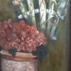 Straight on of gate and florals