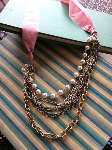 Pink Mixed Chain Necklace
