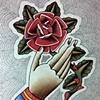 hand and rose