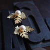 Pressed Leaf Pearl Mini Stud Earrings...