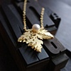 Pressed Leaf Pearl Necklace.