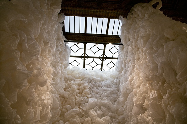Futility Tower 1
(detail of installation, interior, from the ground looking up)