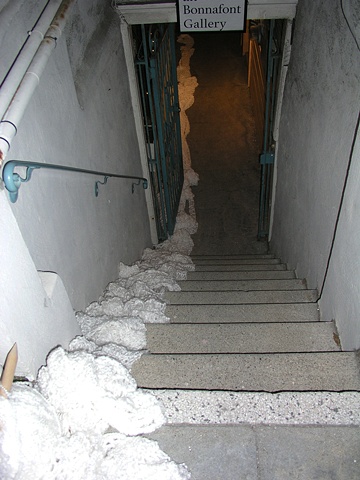 view down the entry stairwell