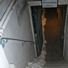 view down the entry stairwell