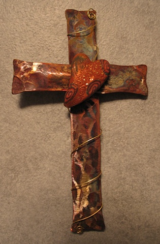 PUFFED CROSS WITH  HEART