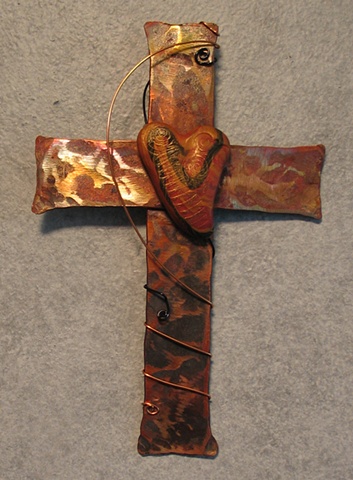 BLACK & COPPER SINGLE HEART 10 (SOLD)