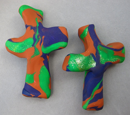 hand formed polymer clay for hand held prayer crosses
